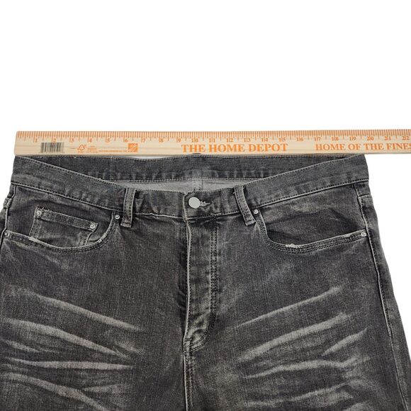 MNML Mens Jeans Zippered leg opening Size 38 x 34 Whiskered Y2K 90s Gray - Picture 8 of 14